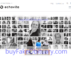 Small image of the fake obituary website, Echovitia.