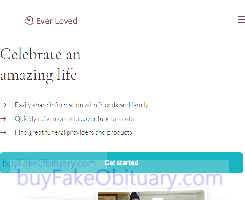 Small image of the fake obituary website, Everloved.