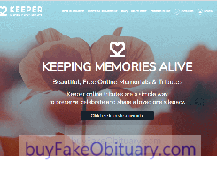 Small image of the fake obituary website, Keeper.